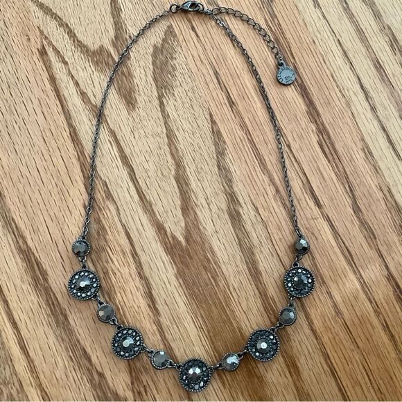 Liz Claiborne | Gunmetal and Marcasite Necklace | 17” Adjustable - Picture 1 of 3